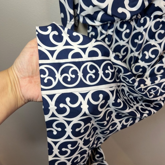 Gretchen Scott Womens Heavens Gates Dress Blue White Swirl Old Money No Belt Med - Picture 8 of 16